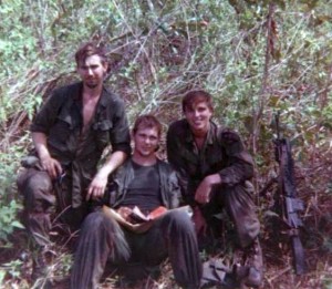 Fanon, Harper and Davis in the bush. Photo: Bob Brandin