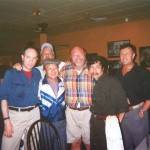 Left to right: Medic, Mr. Mau, Andy (Marines), Bao Ninh, Allen Farrell (5th Special Forces '70). Rear: Larry Heinemann. Boston, 1998