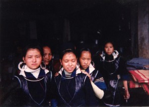 H'mong girls in central market stall. Sapa, 1995.
