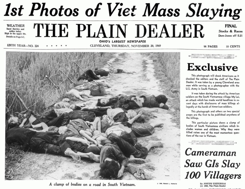 My Lai on the front page of The Plains Dealer.