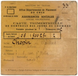 Vichy era unemployment card-identifying information.