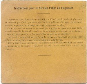 Instructions-Vichy era unemployment card.