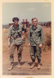 In from patrol: Medic (wearing .45) and Bruce Kepley on LZ Compton. An Loc 1969