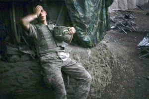 Tim Hetherington, a Vanity Fair photographer based in Britain, won the World Press Photo of the Year 2007 award with this picture of an American soldier resting at a bunker in Korengal Valley, Afghanistan.